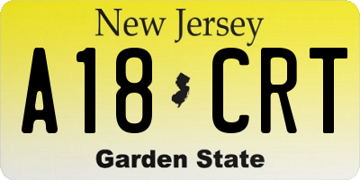 NJ license plate A18CRT