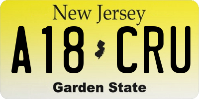 NJ license plate A18CRU