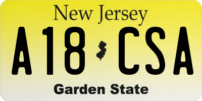 NJ license plate A18CSA