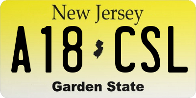 NJ license plate A18CSL