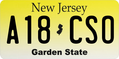 NJ license plate A18CSO