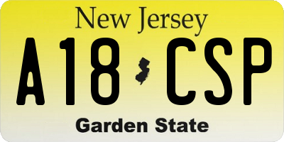 NJ license plate A18CSP