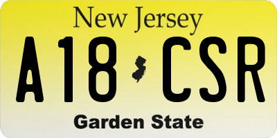 NJ license plate A18CSR