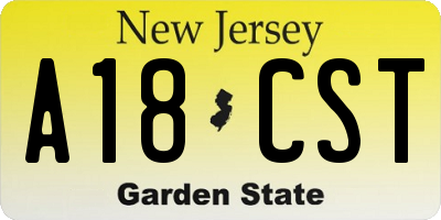 NJ license plate A18CST