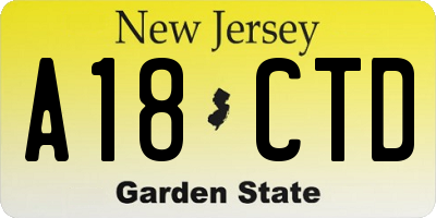 NJ license plate A18CTD