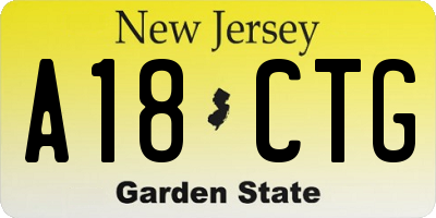 NJ license plate A18CTG