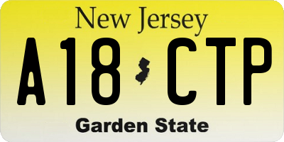 NJ license plate A18CTP