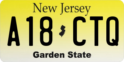 NJ license plate A18CTQ