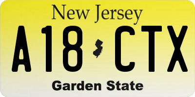 NJ license plate A18CTX