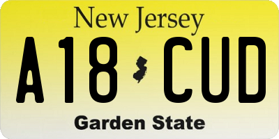 NJ license plate A18CUD