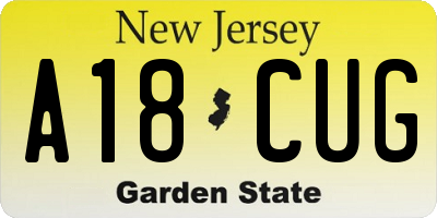 NJ license plate A18CUG