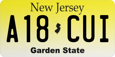 NJ license plate A18CUI