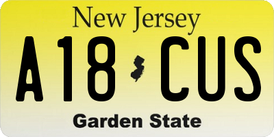 NJ license plate A18CUS