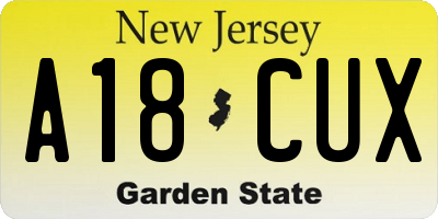 NJ license plate A18CUX