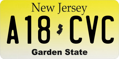 NJ license plate A18CVC