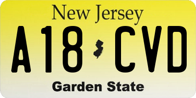 NJ license plate A18CVD