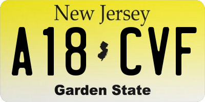 NJ license plate A18CVF