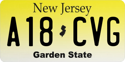 NJ license plate A18CVG