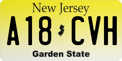 NJ license plate A18CVH