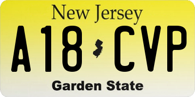 NJ license plate A18CVP