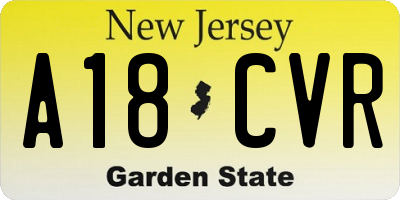 NJ license plate A18CVR