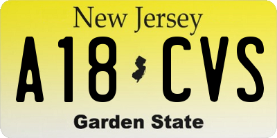NJ license plate A18CVS