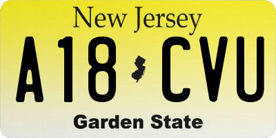 NJ license plate A18CVU