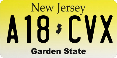 NJ license plate A18CVX