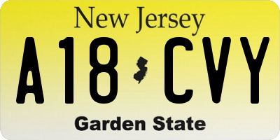 NJ license plate A18CVY
