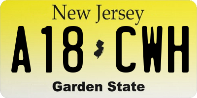 NJ license plate A18CWH