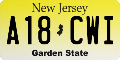 NJ license plate A18CWI