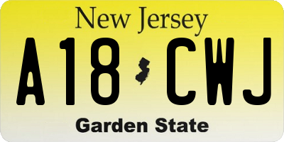 NJ license plate A18CWJ
