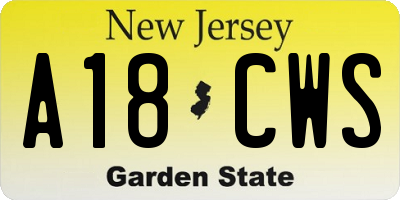 NJ license plate A18CWS