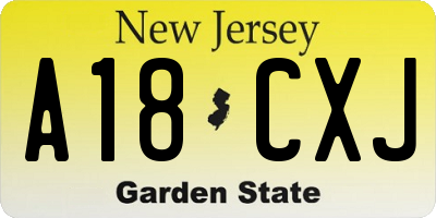 NJ license plate A18CXJ