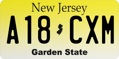 NJ license plate A18CXM