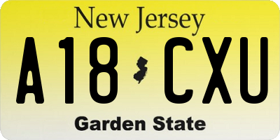 NJ license plate A18CXU