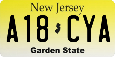 NJ license plate A18CYA