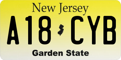 NJ license plate A18CYB