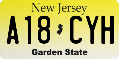 NJ license plate A18CYH