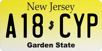 NJ license plate A18CYP