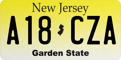 NJ license plate A18CZA