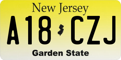 NJ license plate A18CZJ