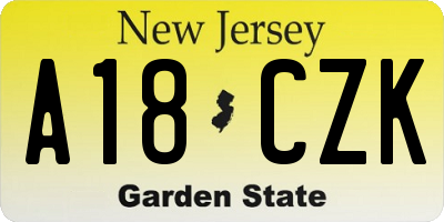 NJ license plate A18CZK