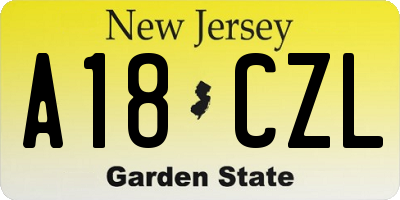 NJ license plate A18CZL