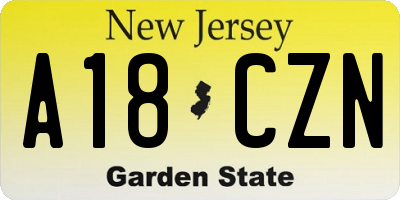 NJ license plate A18CZN