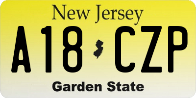 NJ license plate A18CZP