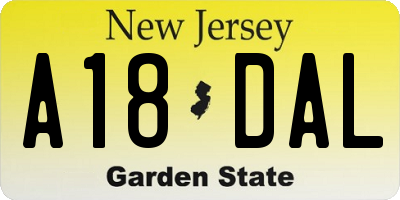 NJ license plate A18DAL