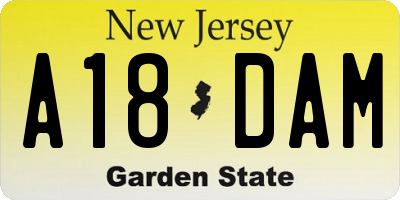 NJ license plate A18DAM