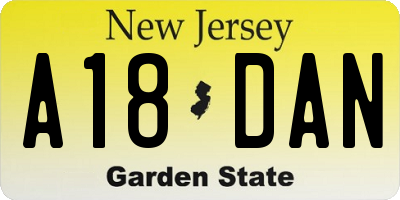 NJ license plate A18DAN