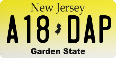 NJ license plate A18DAP